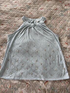 LC Lauren Conrad Light Blue Beaded Halter Camisole